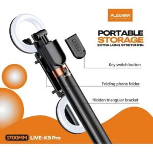 Trépied K9 Pro Bluetooth 4-en-1 avec Double Mini Ring Light